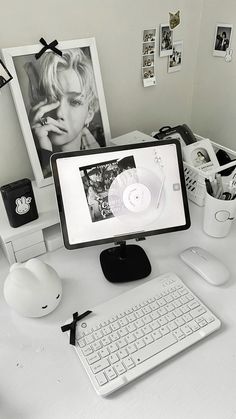 a desktop computer sitting on top of a white desk