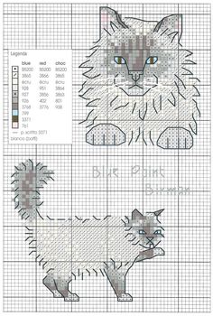 the cross stitch pattern shows how to draw a cat