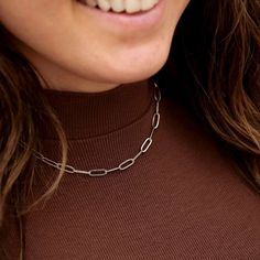 Looking for a minimal yet eye-catching necklace to compliment your everyday style? Our 4mm paperclip chain necklace is a modern, yet minimalist necklace for women that features a tarnish-proof chain design using dainty, paperclip styled links. Available in silver and gold. 16" +2" extender chain length perfect for layering 18k gold over stainless steel 100% waterproof Non-tarnish hypoallergenic Paper Clip Chain Necklace, Charm Bar, Small Pendants, Paperclip Chain Necklace, Paperclip Necklace, Casual Necklaces, Modern Necklace, Engraved Pendant, Belt Jewelry