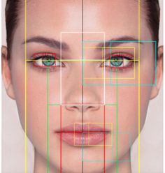 a woman's face is shown with lines in the shape of squares on it