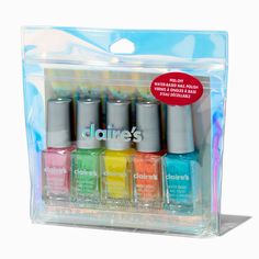 Claire's Neon Rainbow Scented Peel Off Nail Polish Set - 5 Pack Nails Interesting, Claire's Nails, Peel Off Nail Polish, Water Based Nail Polish, Neon Nail Polish, Piercing Kit, Nail Polish Set, Word Bracelet, Jewelry Words