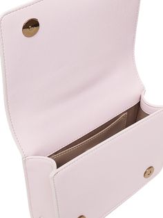 -Monogram sewn on flap -Mini rigid metal handle -Adjustable and removable fabric shoulder strap -Particular flaps on corners -Double clip closure -Measurements: 14 x 19 x 6 cm. -Color: Pink, IvoryComposition: 100% Polyurethane Classic Formal Flap Bag With Adjustable Handle, Luxury Rectangular Flap Bag With Adjustable Handle, Classic Rectangular Flap Bag With Adjustable Handle, Business Satchel With Fold Over Clasp, Crossbody, Office Crossbody Satchel With Fold Over Clasp, Classic Pink Flap Bag With Removable Pouch, Flap Shoulder Bag With Gold-tone Hardware, Pink Box Bag With Detachable Strap For Office, Pink Office Box Bag With Detachable Strap