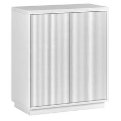 a white cabinet with vertical stripes on it