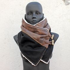 Unisex Scarfmen & Women Cowl.black Woolfaux Suedetoggle - Etsy Black Winter Scarf For Gift, Brown Winter Scarves For Gifts, Brown Winter Scarves For Gift, Sherpa Fabric, Toggle Button, Scarf Men, Black Wool, Faux Suede, Wool