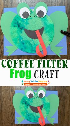 coffee filter frog craft for kids to make