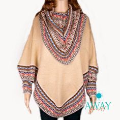 Extra-fine alpaca turtleneck poncho, made with the finest alpaca. Soft and warm alpaca sweater, this is a versatile garment, ideal for the cold winter seasons. It shows a casual design with Andean designs and bright colors. Spacious and elegant alpaca wool poncho. -Combines with almost everything. -Get compliments every time you wear it. -With a design of ethnic figures on the upper part. -Unique and elegant. One Size Beige Alpaca Poncho, Beige Alpaca Poncho One Size, Beige Alpaca One-size Poncho, Brown Alpaca Poncho For Winter, Beige Alpaca Shawl Poncho, One Size Beige Wool Poncho, Beige Alpaca Poncho For Winter, Beige Wool Poncho One Size, Cozy Alpaca Poncho Cape