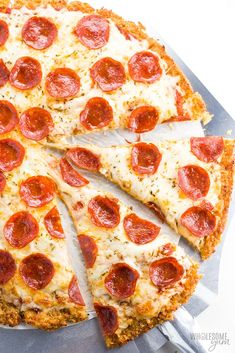 a pepperoni pizza cut into four slices