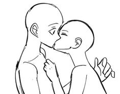 two people kissing each other with one holding the other's head in his hands