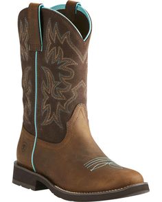 Ariat Women's Delilah Cowgirl Boots - Round Toe, Brown Cowgirl Boots Round Toe, Ariat Cowgirl Boots, Cute Cowgirl Boots, Cristiano Jr, Womens Cowgirl Boots, Bota Country, Rugged Boots, Looks Country, Ariat Boots