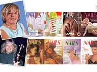 many magazines are stacked on top of each other with pictures of women holding microphones