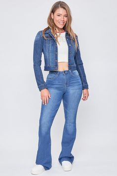 It’s giving 90’s baby! It’s no secret that the fitted look is back and our Women’s Midi Denim Jacket gives you just that! This jacket perfectly hugs your body and falls at/slightly above your belly button to give a cropped look. This jacket is sure to have you feeling cute and confident! Designed with a 6-button front Fitted Medium Wash Cropped Jacket With Pockets, Fitted Cropped Jacket With Pockets In Medium Wash, Fitted Dark Wash Cropped Jacket For Fall, Fitted Medium Wash Cropped Jacket, Casual Fitted Cropped Jacket In Medium Wash, Fitted Denim Blue Cropped Jacket, Fitted Cropped Casual Jacket, Fitted Casual Cropped Jacket, Casual Fitted Cropped Jacket