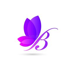 the letter b is made up of purple leaves and petals royalty illustration on white background