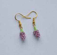 Grapes Beaded Dangle Earrings Gold Hoops Fruit Jewelry Small | Etsy Earrings Gold Hoops, Grape Earrings, Dangle Earrings Gold, Fruit Jewelry, Cherry Earrings, Food Earrings, Fruit Earrings, Funny Food, Gift For Daughter