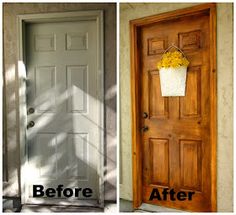 before and after photos of a front door