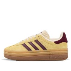 (WMNS) adidas Originals Gazelle Bold Platform 'Yellow Burgundy' IF5937 Adidas Gazelle Bold, Adidas Sl 72, Gazelle Bold, Bold Shoes, Adidas Originals Gazelle, Adidas Originals Women, Adidas Campus, Sports Accessories, Adidas Gazelle