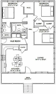 the floor plan for a two bedroom, one bathroom apartment with an attached kitchen and living room