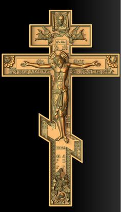 the crucifix is gold and black