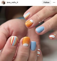 Non Acrylic Nails, Nails With Sun, Bali Nails, Sunshine Nails, Gel Ideas, Elite Nails, Cutesy Nails, Adorable Nails, Preppy Nails