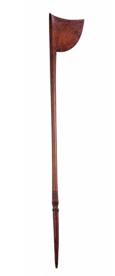 an old wooden walking stick on a white background