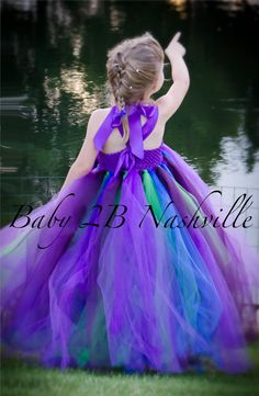 Peacock Dress Wedding Dress Flower Girl Dress by Baby2BNashville Peacock Dress Wedding, Enchanted Photoshoot, Peacock Wedding Dresses, Baby Peacock, Wedding Dress Halter Neck, Green Flower Girl Dresses, Flower Girl Dress Tulle, Peacock Party, Peacock Colors