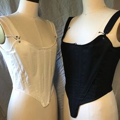 Period Corsets c.1770 Judith stays with extra long center front length- how would you like to customize your corset? Lace, Women's Top, Black