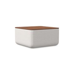 a white box with a wooden top on a white background