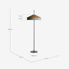 the floor lamp is shown with measurements