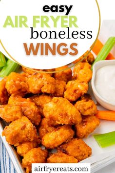 easy air fryer boneless wings with celery and carrots