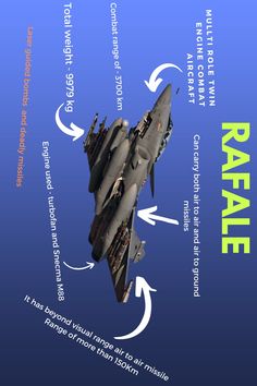 an image of a fighter jet flying in the sky with words below it that read rafale