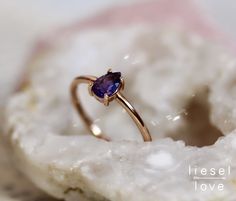 "Celebrate your favorite February baby with our \"London Calling\" ring in 14K gold and amethyst! The deep purple stone is perfect on its own or stacked with our other rings! - Amethyst measures 6mm x 4mm - Available in 14K rose, yellow or white gold - Round band measures 1.3mm For our blue topaz \"London Calling\" ring please click here: https://www.etsy.com/listing/568678755/14k-gold-london-blue-topaz-ring-london?ga_search_query=london+calling&ref=shop_items_search_1 Processing times - Cur Tanzanite Solitaire Birthstone Ring As Gift, 14k Gold Lavender Ring For Gift, Fine Jewelry Amethyst Ring With Gemstone Accents For Gift, Heirloom Amethyst Ring With Gemstone Accents As Gift, Heirloom Amethyst Ring Suitable For Gifting, Heirloom Style Amethyst Ring As A Gift, Heirloom Style Amethyst Ring For Gift, Heirloom Style Amethyst Ring Gift, Amethyst Solitaire Birthstone Ring As Gift