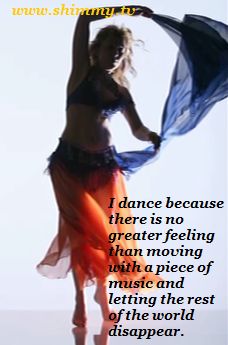 a woman in a red skirt holding a blue shawl with the words, i dance because there is no greater than