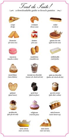 a poster with different types of breads and pastries on it's side