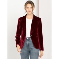 Make a casual day with this shawl-collar velvet jacket, textured and stylish. The blazer keeps things casual even at the office with button closure, a shawl collar, and fashion velvet fabric! This is classy and perfect for a working outfit. For effortless elegance, add this retro blazer is suitable for your daily wardrobe. This blazer is suitable for many occasions, such as Casual, Work, Business Meeting, Coffee Shop, Weekend, etc. This fashionable and trendy clothes for women can not only be wo Plaid Wrap Coat, Womens Oversized Blazer, New Years Look, Women's Office, Shawl Collar Blazer, Spring Blazer, Elegant Shawl, Velvet Blazer, Blazer And Shorts