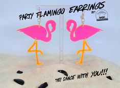 🦩 Introducing our Flashy Flamingo Earrings! These retro earrings are the perfect accessory for any beach or poolside look. They feature fun and bright neon colors that will turn heads and make you stand out in the crowd. Crafted with hypoallergenic sterling silver hooks and measuring 3 inches long and 2 inches wide, these earrings are sure to make a statement. If you're looking for that special accessory to tie your summer look together, our Flamingo Earrings are the perfect choice! 🦩 * ShopGl Novelty Pink Earrings For Summer, Fun Dangle Earrings For Beach, Fun Drop Earrings For Beach, Playful Summer Drop Earrings, Beach Fun Drop Earrings Jewelry, Playful Pink Earrings For Beach, Fun Pink Earrings For Vacation, Earrings Funky, Flamingo Earrings