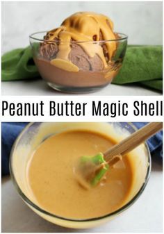 peanut butter magic shell in a glass bowl