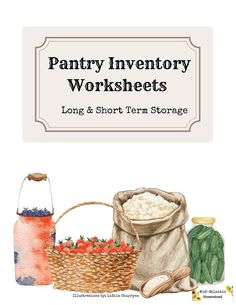 the pantry inventory worksheets are full of food and vegetables, including strawberries