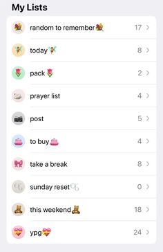 an iphone screenshot with the text, my lists random to remember today and other things