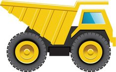 a yellow dump truck is shown on a white background and has black trim around the wheels