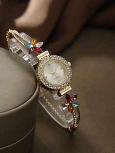 1pc New Arrival Trendy Quartz Watch With Small Floral Dial In 5 Colors For Girls, Perfect For Party Gift  Casual     Watch Set   Kids Jewelry & Watches, size features are:Bust: ,Length: ,Sleeve Length: Watches With Pictures, Watches With Bracelets Women, Watches Video, Watch Set, Womens Wide Leg Pants, Leaf Jewelry, Kids Watches, Minimalist Bracelet, Casual Watches