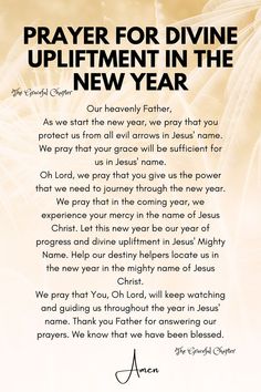 a prayer for divine upliftment in the new year