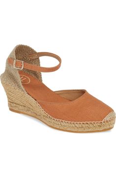 Toni Pons 'Caldes' Linen Wedge Sandal (Women) | Nordstrom Spring Jute Espadrilles With Open Toe, Spring Open Toe Jute Espadrilles, Adjustable Closed Toe Wedge Sandals, Comfortable Adjustable Closed Toe Wedge Sandals, Adjustable Wedge Heel Espadrilles, Spring Slip-on Jute Sandals, Straw Wedge Heel Sandals, Comfortable Straw Wedge Heel Sandals, Beige Espadrilles With Cushioned Footbed And Wedge Heel