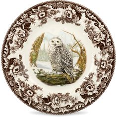 PRICES MAY VARY. Woodland pattern dates back to 1828 Makes a wonderful gift for family or friends Made in England Material: Earthenware Size: 10.5” Brown Floral Border, Animal Scenery Spode Woodland, Fine Dinnerware, Hunting Cabin, Winter Schnee, British Flowers, Brown Transferware, Snowy Owl, Decor Figurines, Vintage Nature