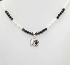 Yin Yang Sterling Silver Flower Pendant With Fresh Water Pearl - Etsy Sedona Az, Black Onyx Necklace, Dainty Pendant, Onyx Necklace, Onyx Gemstone, Fresh Water Pearl, Swarovski Crystal Earrings, Sterling Silver Flowers, Pearl Chain