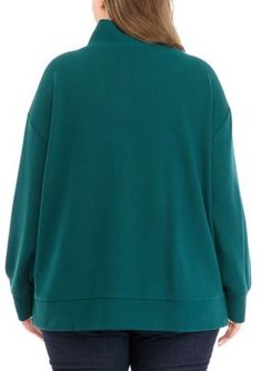 A cozy choice for colder days, this long-sleeve sweatshirt from Wonderly is featured in a slouchy silhouette for a relaxed look. | Wonderly Women's Plus Size Ottoman Sweatshirt, Green, 1X Best Sweaters For Plus Size, Best Sweaters, Cool Sweaters, Cold Day, Long Sleeve Sweatshirts, Ottoman, Plus Size, Sweatshirts, Long Sleeve