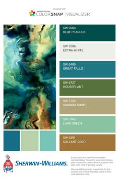 the color scheme for sheryln - williams's blue and green paint palettes