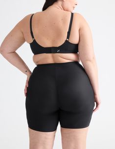 Thigh coverage helps prevent rubbing and chafing, plus a contouring panel provides gentle hold and support in the tummy area. Absorbs about 3 regular tampons’ worth. Comfortable enough to wear every day. Oh and they’re super smooth— no one will know you’re wearing them! | Knix Period Underwear Leakproof Contour Thigh Saver® 6” in Black Compressive Supportive Shapewear, Supportive Compression Shapewear, Supportive Full Coverage Shapewear, Bra-friendly Compression Full Coverage Shapewear, Full Coverage Compression Shapewear, Bra Friendly, Supportive Micro-elastic Shapewear With Medium Bust Support, Supportive Shapewear With Medium Bust Support, Black Full Coverage Bra-friendly Shapewear, Compressive Bra-friendly Black Shapewear