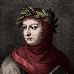 a painting of a woman wearing a red scarf and headdress with leaves on her head