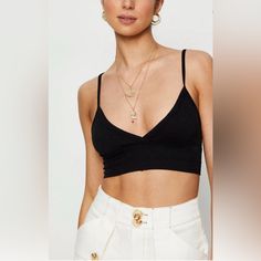 Nwot Black Bralette Size L/Xl By Zenana. Light Support With V-Neck Front. Never Worn. Black V-neck Crop Top With Built-in Bra, Chic Black Low-cut Crop Top, Black Low-cut Crop Top With Built-in Bra, Chic Seamless Low-cut Crop Top, Trendy Black Low-cut Crop Top, Casual Low-cut Bra-friendly Tops, Casual Low-cut Bra Friendly Tops, Trendy Black Low-cut Top, Chic Seamless Low-cut Tank Top