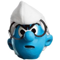 the smurfs head is wearing glasses and a white hat with black rims