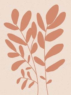 a plant with leaves on it is shown in an orange and beige color scheme, against a white background